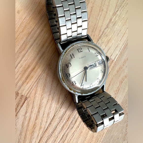 TIMEX Marlin Viscount Vintage Men’s Watch Mechanical Stainless Stretch Band Rare - Picture 5 of 10